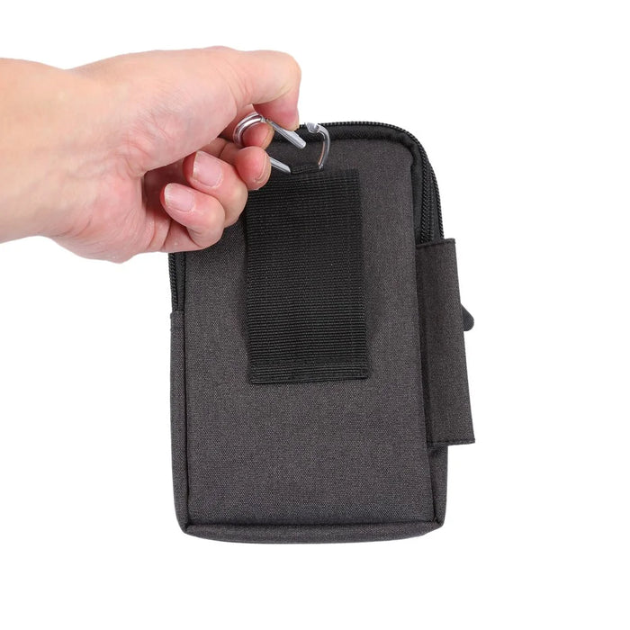 Universal Jean Cloth Hook Loop Waist Pouch Case for iPhone 6s Plus / Samsung Galaxy Mega 6.3 I9200 - Black - 7