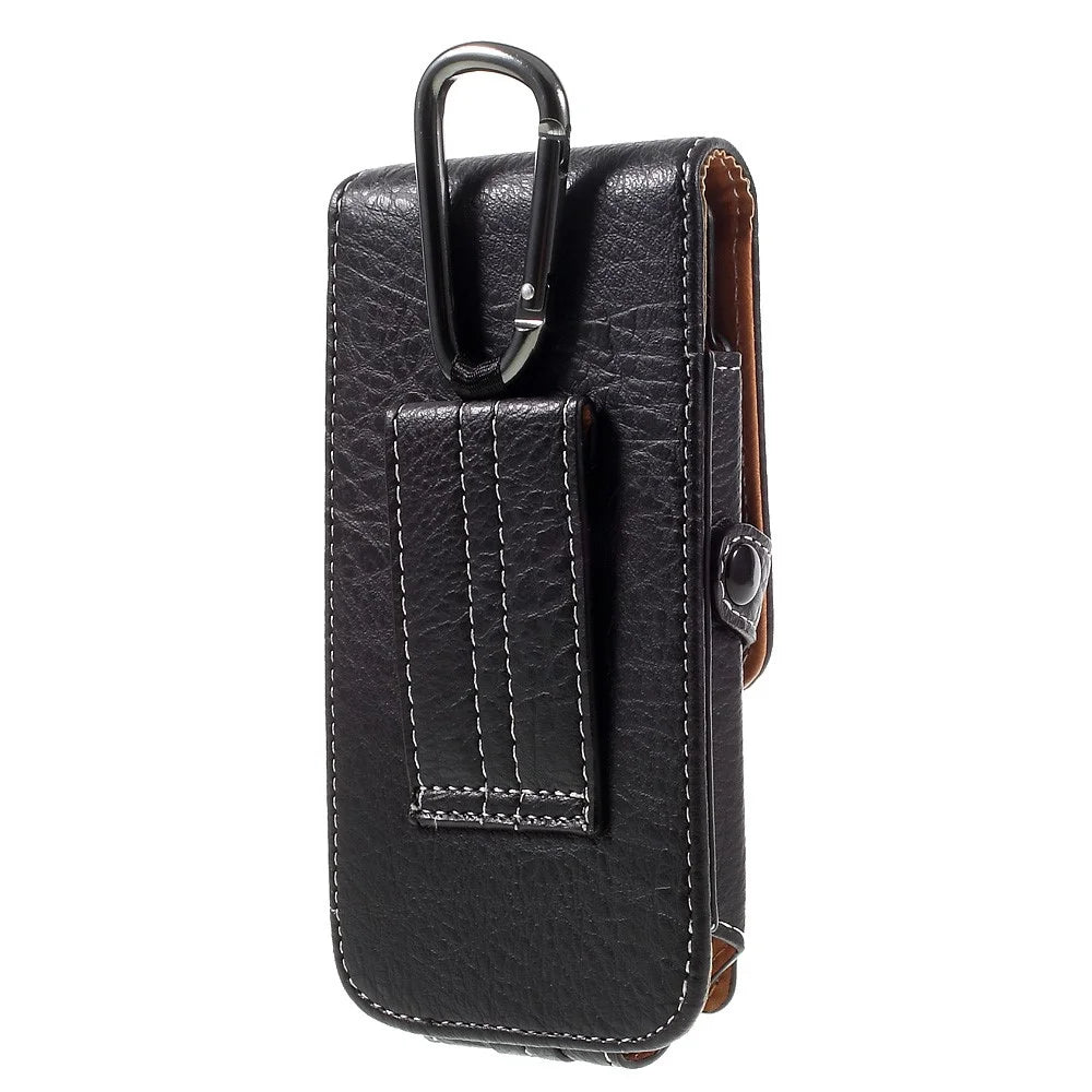 Outdoor Card Holder Leather Pouch for Galaxy S5/iPhone 6s 7, Size: 150x73x15mm - Black - 3
