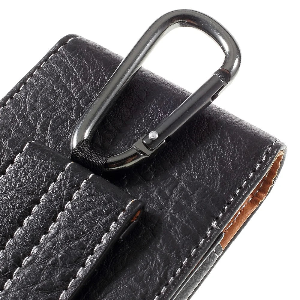 Outdoor Card Holder Leather Pouch for Galaxy S5/iPhone 6s 7, Size: 150x73x15mm - Black - 6