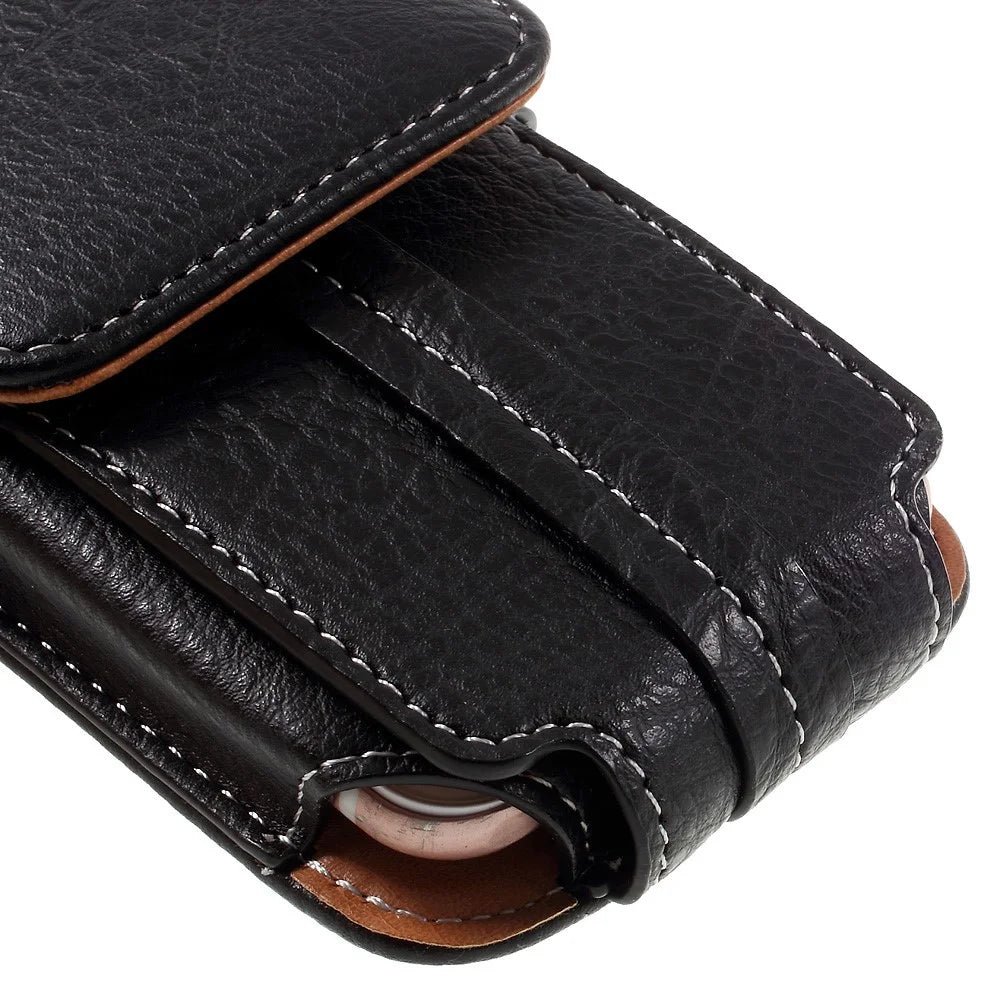 Outdoor Card Holder Leather Pouch for Galaxy S5/iPhone 6s 7, Size: 150x73x15mm - Black - 7