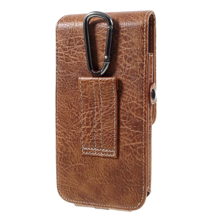 Card Slots Leather Pouch + Carabiner for iPhone 6s Plus/Galaxy A9, Size: 172x95x18mm - Brown - 3