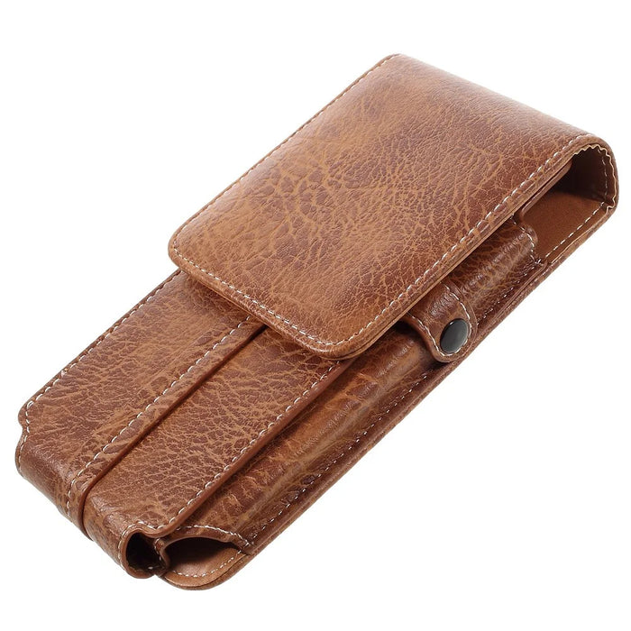 Card Slots Leather Pouch + Carabiner for iPhone 6s Plus/Galaxy A9, Size: 172x95x18mm - Brown - 6