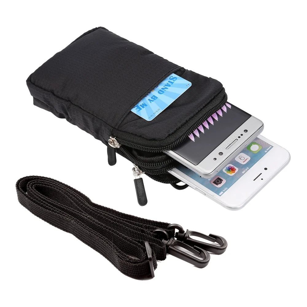 Outdoor Sports Belt Phone Bag Waist Pack Wallet with Shoulder Strap for iPhone X/8/8 Plus/7 Plus/Samsung Galaxy S9+/S8+, Size: 16.5x9x3cm - Black - 1