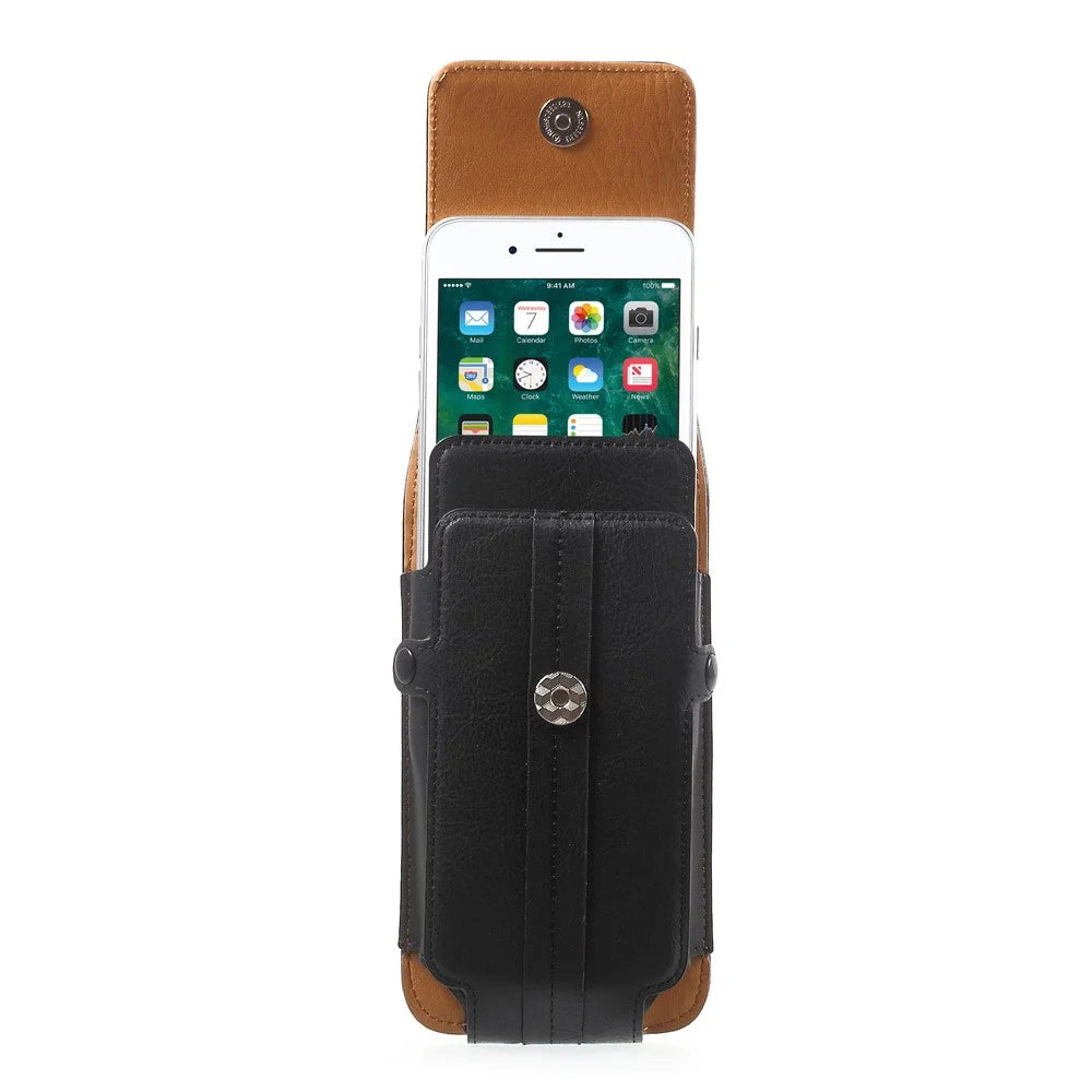Card Holder Leather Pouch Holster for iPhone 7/ Sony Z5 Compact, Size: 140 x 70 x 11mm - Black - 2