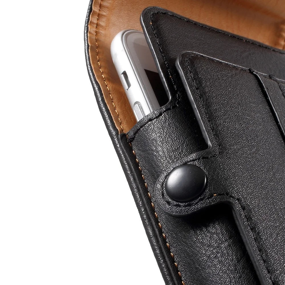 Card Holder Leather Pouch Holster for iPhone 7/ Sony Z5 Compact, Size: 140 x 70 x 11mm - Black - 6