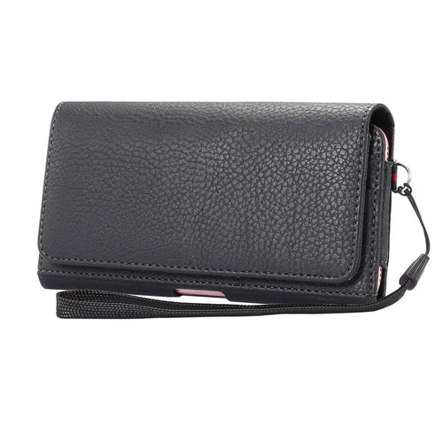 Litchi Leather Coin/Card Slots Holster Pouch for iPhone 8 Plus/7 Plus/Samsung Note 8/S9+/S8+ - Black - 1