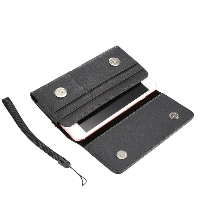 Litchi Leather Coin/Card Slots Holster Pouch for iPhone 8 Plus/7 Plus/Samsung Note 8/S9+/S8+ - Black - 4