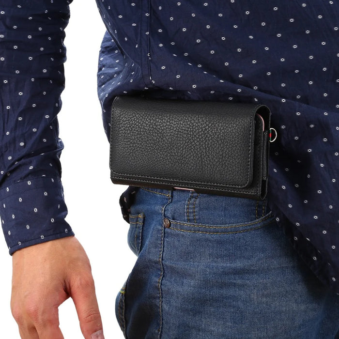 Litchi Leather Coin/Card Slots Holster Pouch for iPhone 8 Plus/7 Plus/Samsung Note 8/S9+/S8+ - Black - 6
