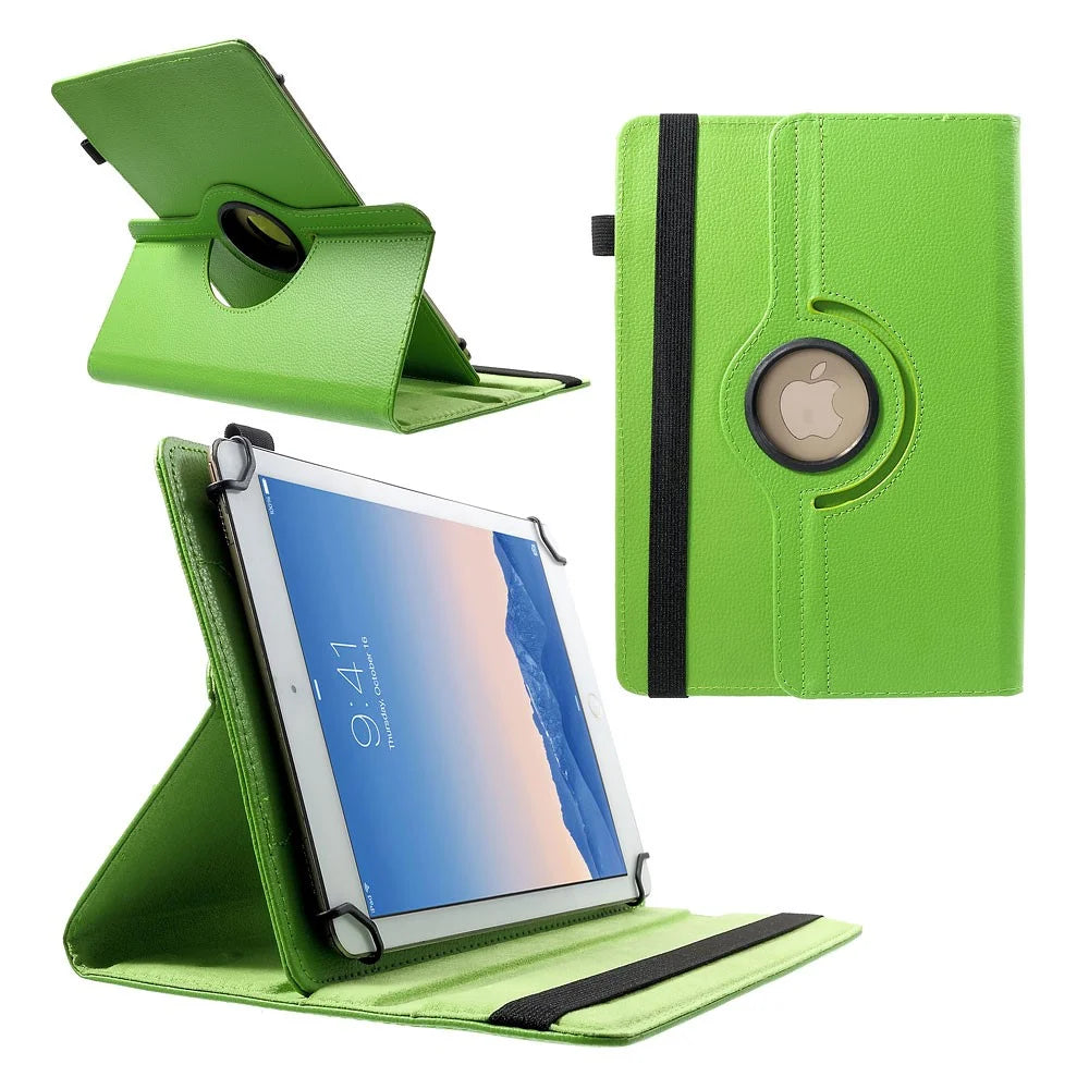 360 Degree Rotary Litchi Leather Stand Cover for 9-10 inch Tablets, Size: 24-26cm x 16-18.5cm - Green - 1