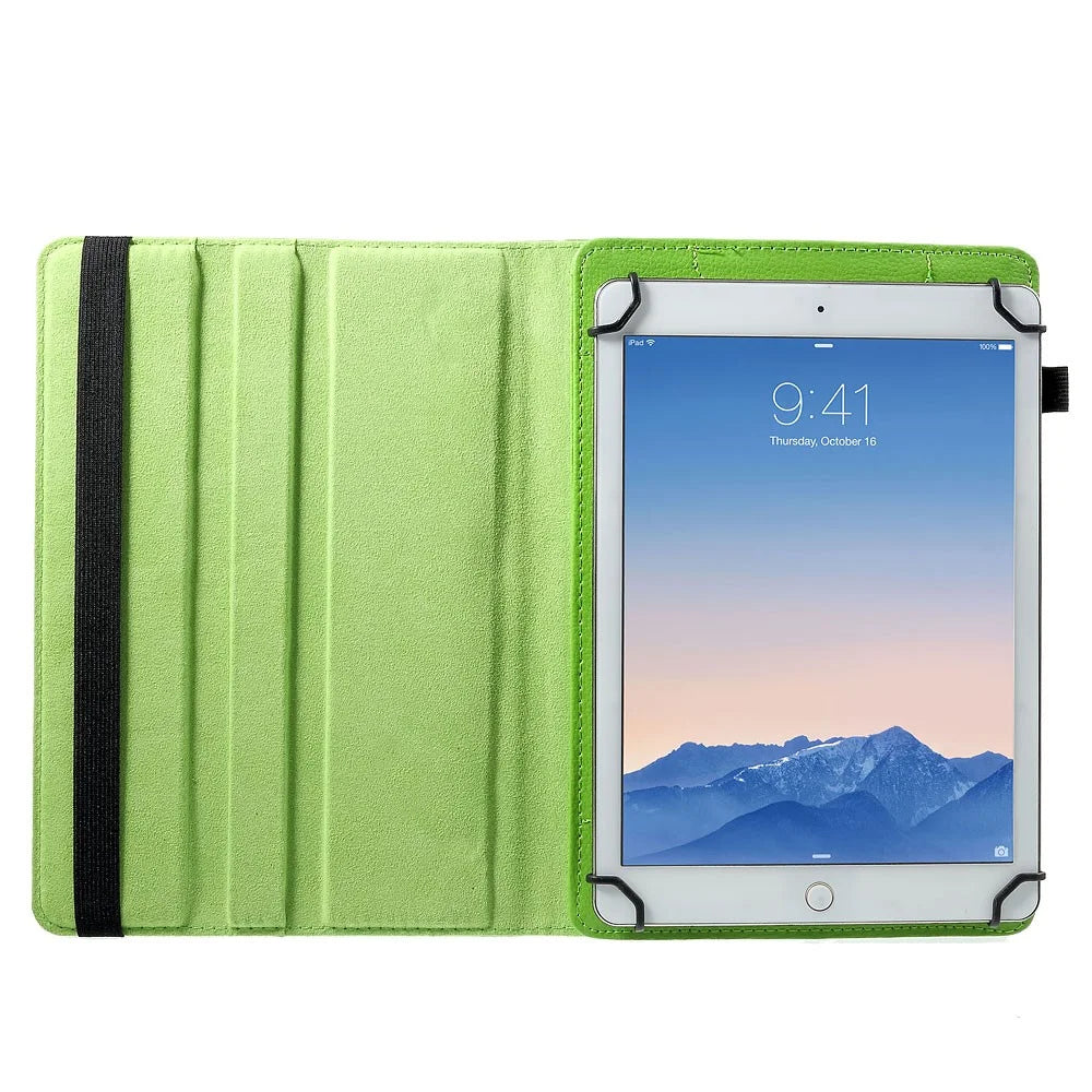 360 Degree Rotary Litchi Leather Stand Cover for 9-10 inch Tablets, Size: 24-26cm x 16-18.5cm - Green - 6