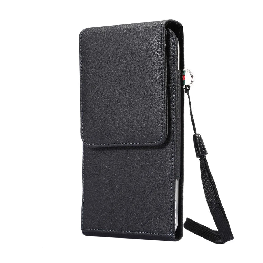 Card Slots Litchi Leather Holster Cover for Samsung Mega 6.3/Mega 5.8 etc, Size: 17 x 8.5 x 1.5cm - Black - 1