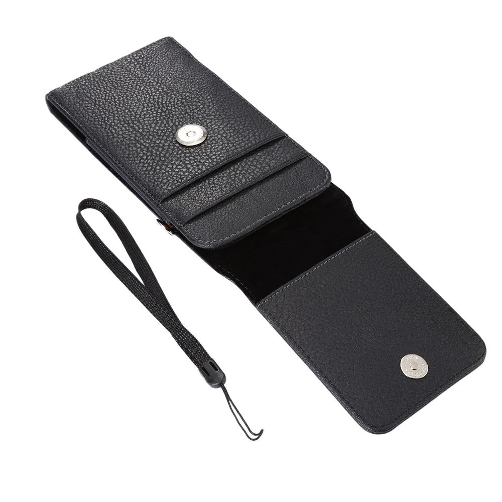 Card Slots Litchi Leather Holster Cover for Samsung Mega 6.3/Mega 5.8 etc, Size: 17 x 8.5 x 1.5cm - Black - 5