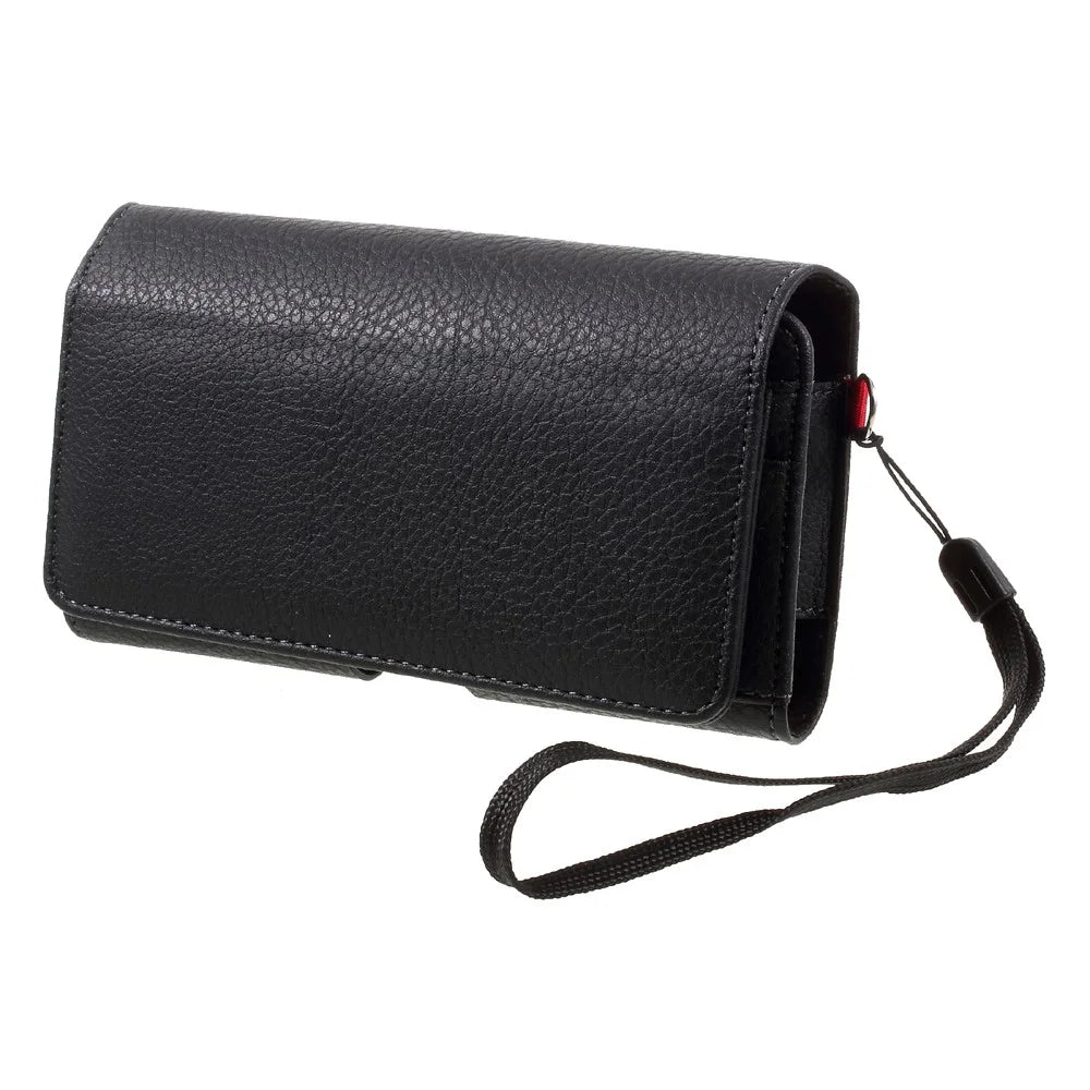 Litchi Leather Holster Cover Dual-layer Coin/Card Slots Pouch for iPhone 8 Plus / Samsung S9+, Size: 160 x 83 x 10mm - 1