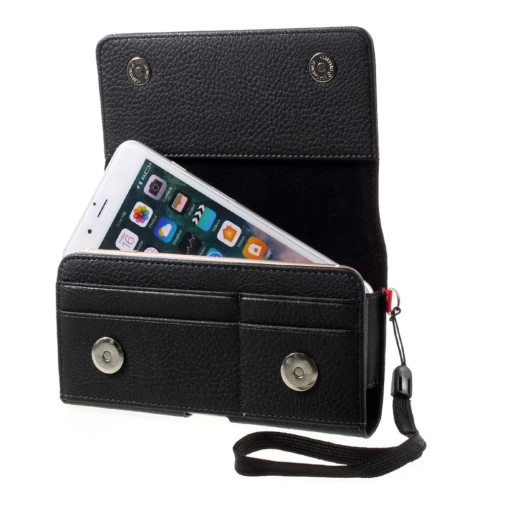 Litchi Leather Holster Cover Dual-layer Coin/Card Slots Pouch for iPhone 8 Plus / Samsung S9+, Size: 160 x 83 x 10mm - 5