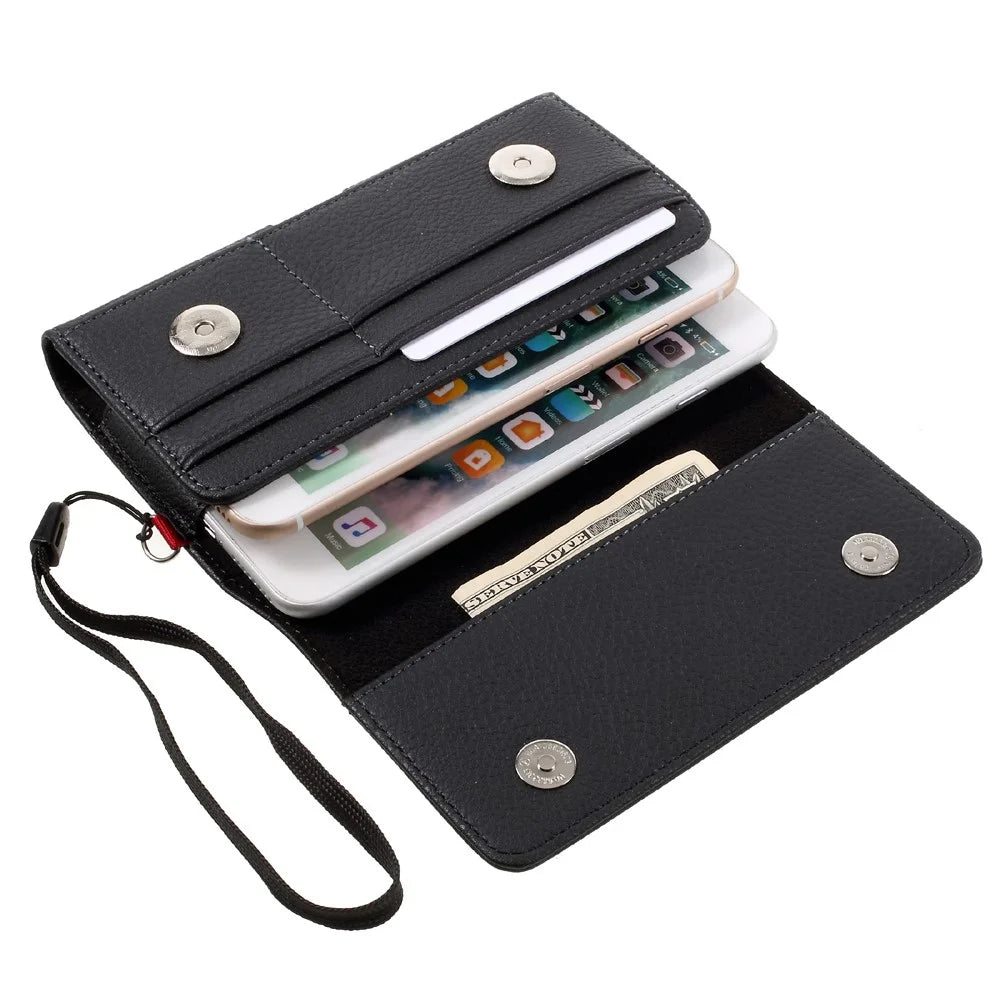 Litchi Leather Holster Cover Dual-layer Coin/Card Slots Pouch for iPhone 8 Plus / Samsung S9+, Size: 160 x 83 x 10mm - 7