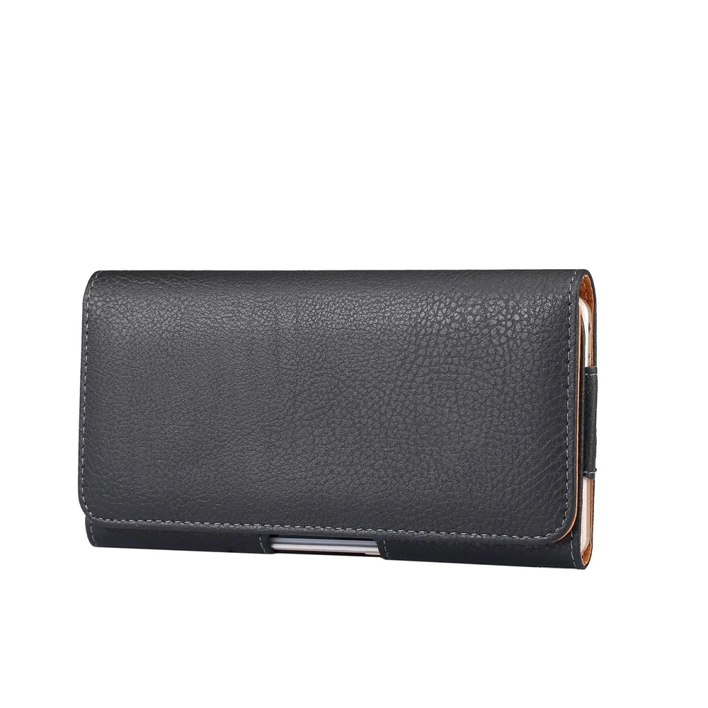 Litchi Texture PU Leather Hidden Magnetic Flip Waistband Holster for Xiaomi Mi Max Etc, Holster outer dimension: 180 x 95 x 18mm - Black - 1