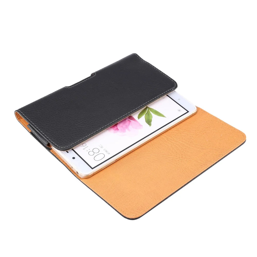 Litchi Texture PU Leather Hidden Magnetic Flip Waistband Holster for Xiaomi Mi Max Etc, Holster outer dimension: 180 x 95 x 18mm - Black - 3
