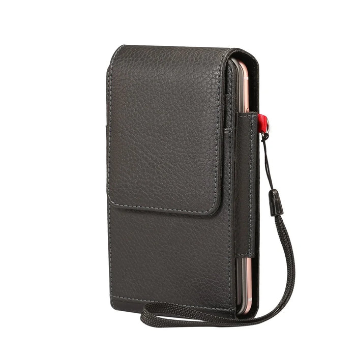 Lychee Vertical Leather Holster Case with 2 Card Slots for iPhone 8 Plus / Samsung S9+ S8, Size: 16x8.5x3.5cm - Black - 1