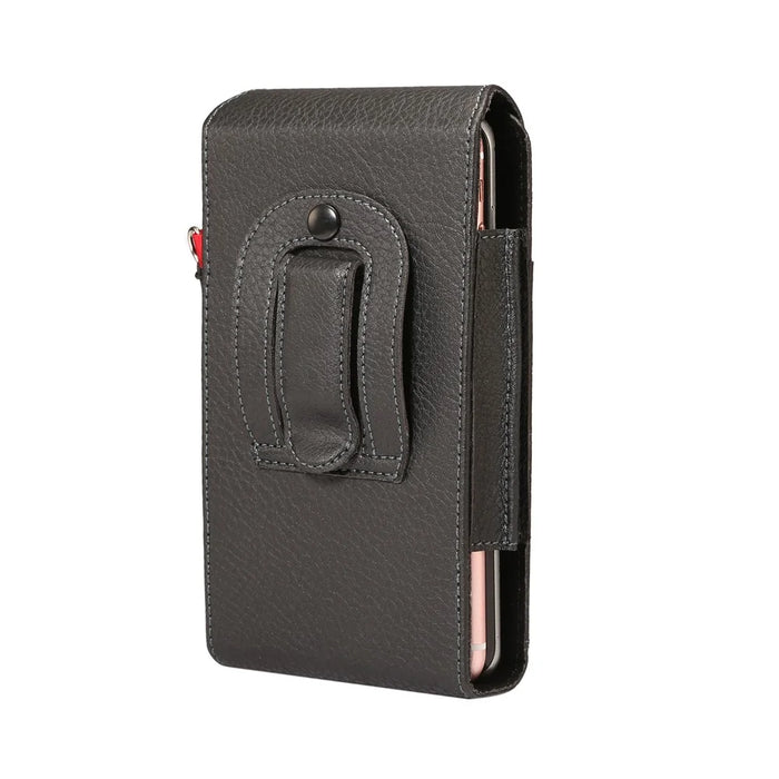 Lychee Vertical Leather Holster Case with 2 Card Slots for iPhone 8 Plus / Samsung S9+ S8, Size: 16x8.5x3.5cm - Black - 2