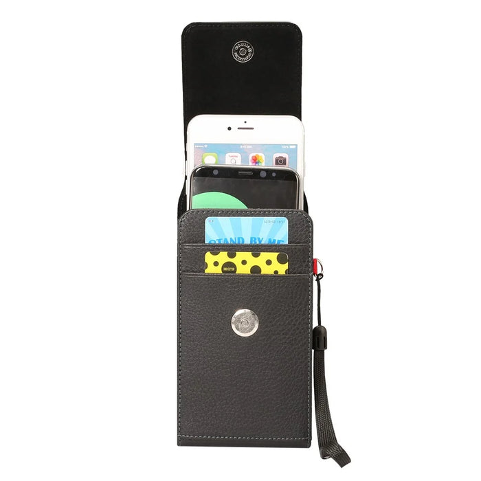 Lychee Vertical Leather Holster Case with 2 Card Slots for iPhone 8 Plus / Samsung S9+ S8, Size: 16x8.5x3.5cm - Black - 3