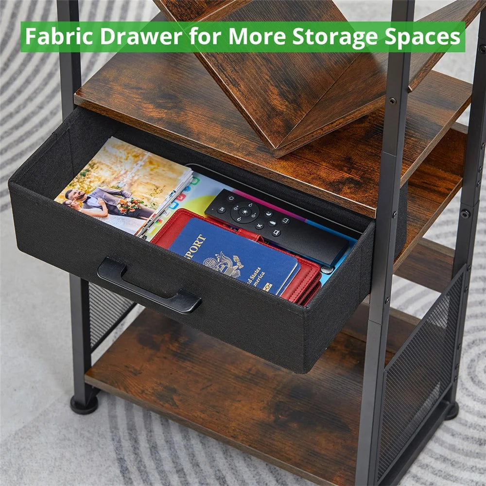 DULCII SC 956B 10-Tier Bookshelf, 38x22.8x127cm - Rustic Brown - 2