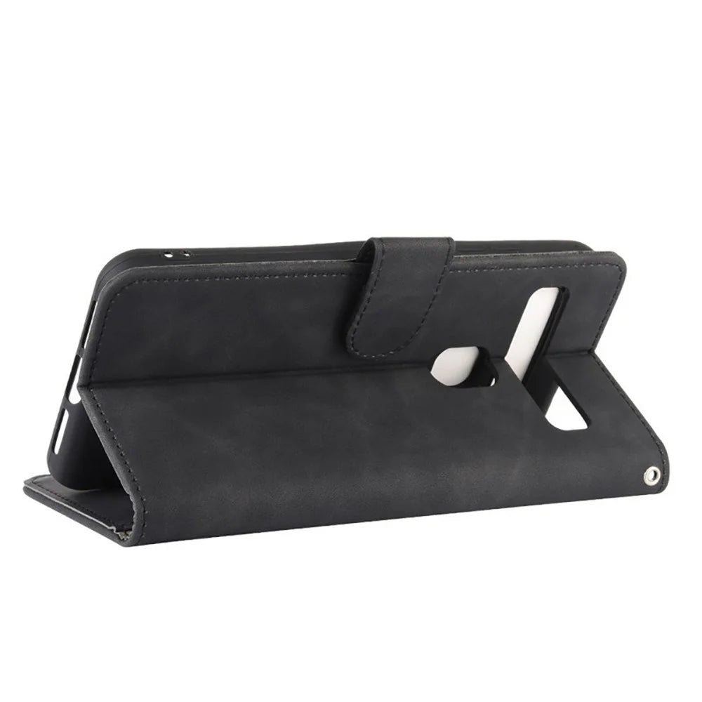 Skin-Touch Wallet Folio Flip Leather Stand Phone Case for TCL 10L - Black - 4