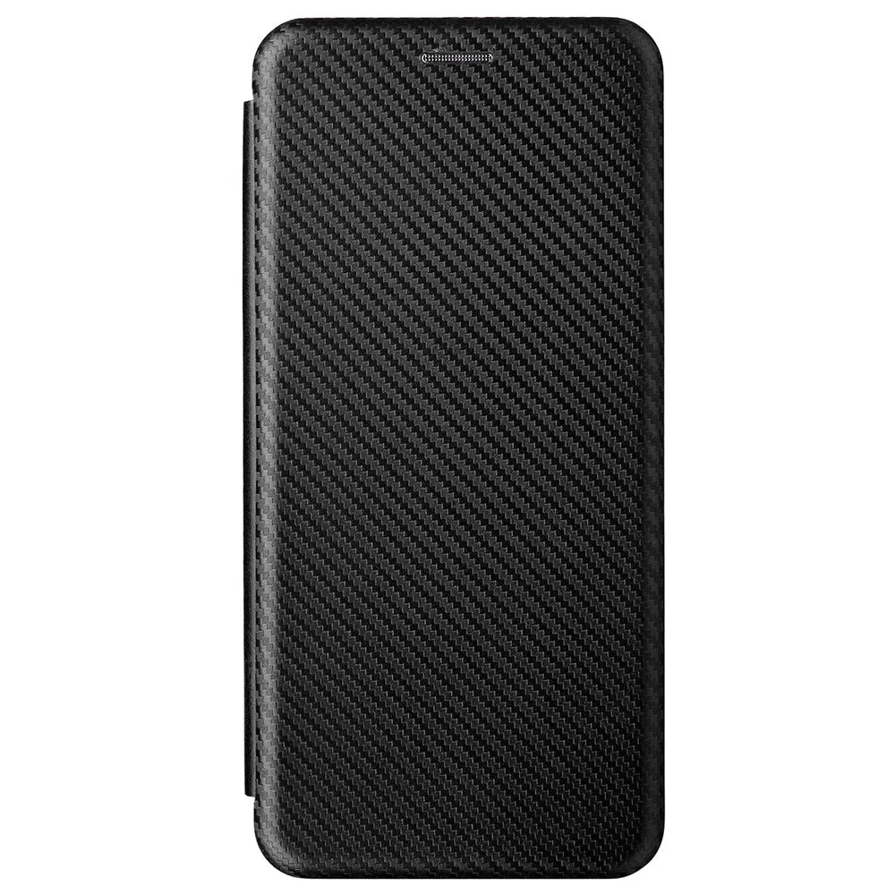 Special Carbon Fiber Texture Card Holder Phone Case Foldable Stand PU Leather Cover for TCL 20 XE - Black - 2