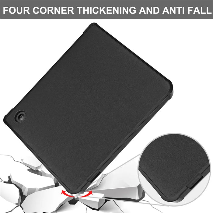 Auto Wake / Sleep PU Leather Case Solid Color Origami Stand E-Reader Cover for Kobo Libra 2 / Libra Colour - Black - 5