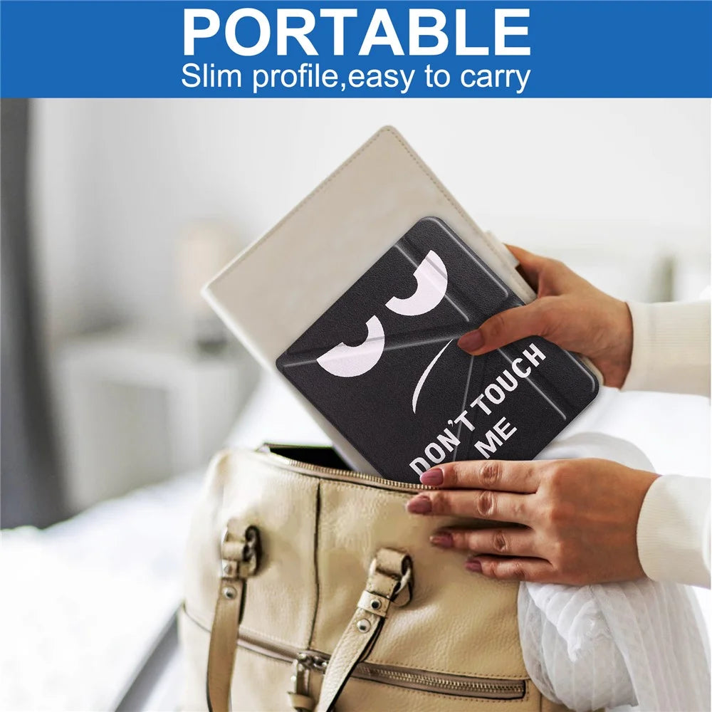 Pattern Printing Origami Stand PU Leather Case E-reader Protective Cover with Auto Wake / Sleep for Kobo Libra 2 - Don't Touch Me - 7
