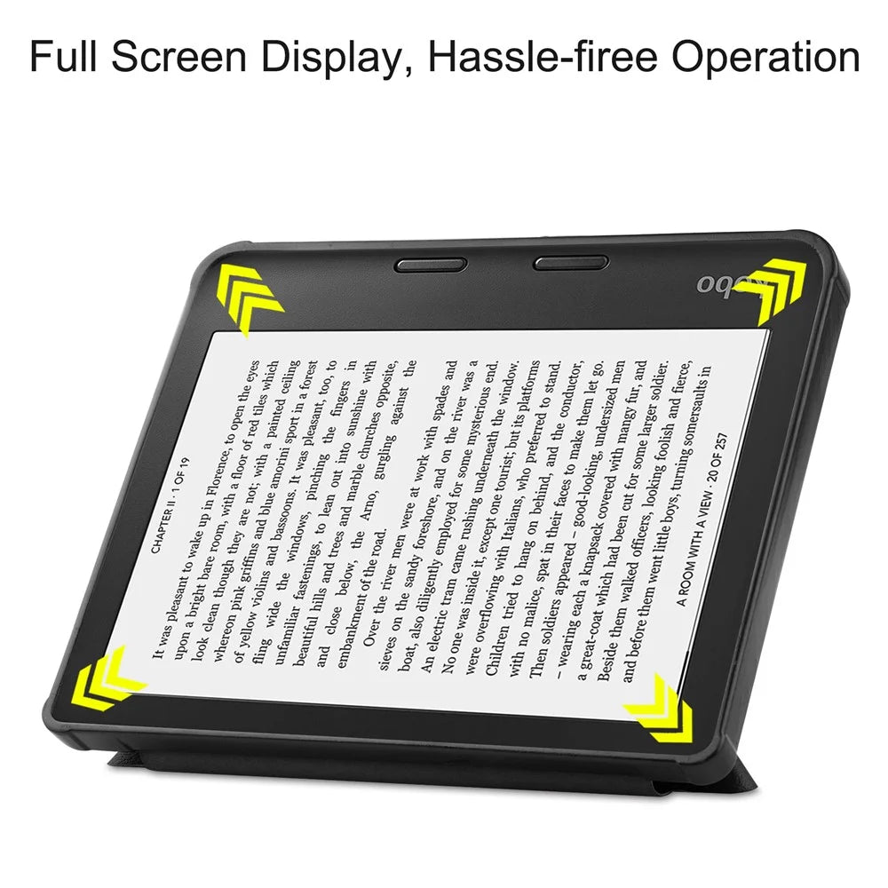 Auto Wake/Sleep Function Origami Stand PU Leather Case Cover for Kobo Sage - Black - 2