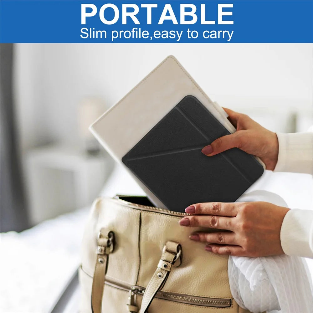Auto Wake/Sleep Function Origami Stand PU Leather Case Cover for Kobo Sage - Black - 7
