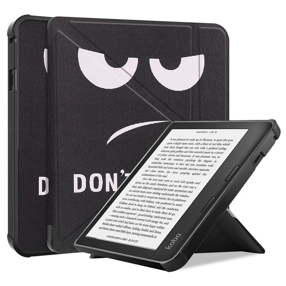 Pattern Printing Origami Stand PU Leather + TPU Case Cover with Auto Wake / Sleep for Kobo Sage - Don't Touch Me - 1