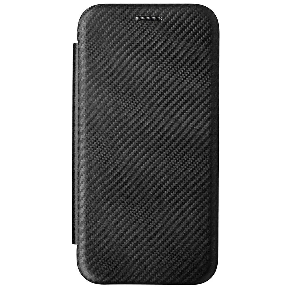PU Leather Carbon Fiber Texture Full Protection Stand Phone Case with Card Slot for TCL 205 - Black - 2