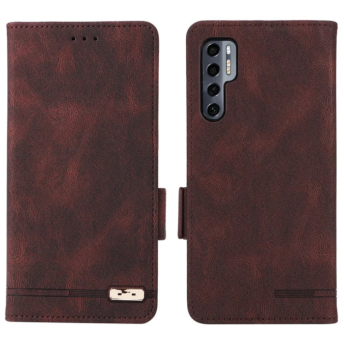 For TCL 20 Pro 5G PU Leather Phone Case Shockproof Phone Cover Folio Flip Case with Stand Wallet - Coffee - 1