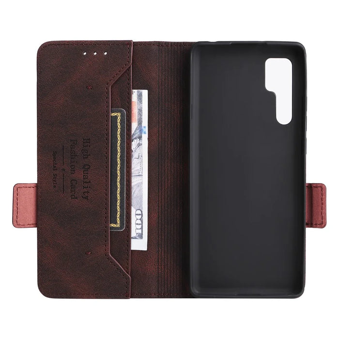 For TCL 20 Pro 5G PU Leather Phone Case Shockproof Phone Cover Folio Flip Case with Stand Wallet - Coffee - 7