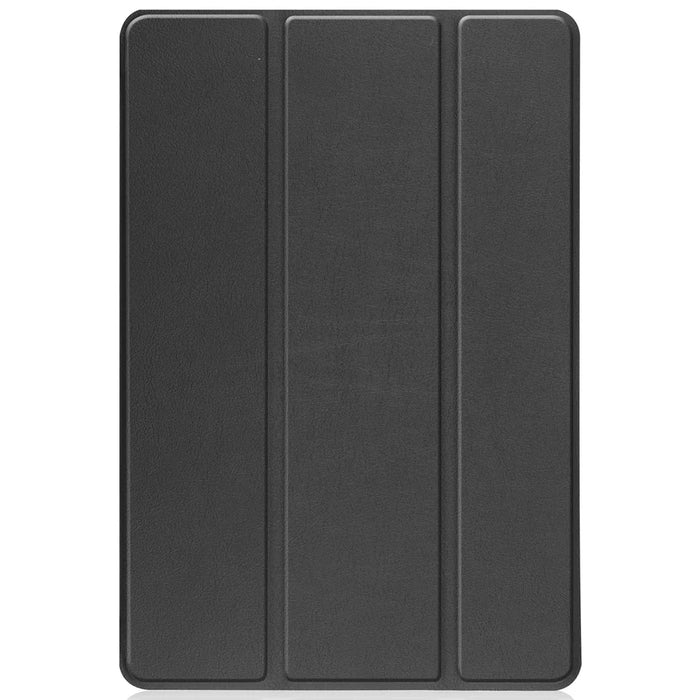 For TCL TAB 10s 9080G (2021) Drop-proof Trifold Stand PU Leather + PC Tablet Cover Case with Auto Wake/Sleep - Black - 2