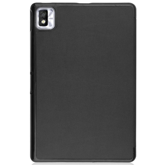 For TCL TAB 10s 9080G (2021) Drop-proof Trifold Stand PU Leather + PC Tablet Cover Case with Auto Wake/Sleep - Black - 3