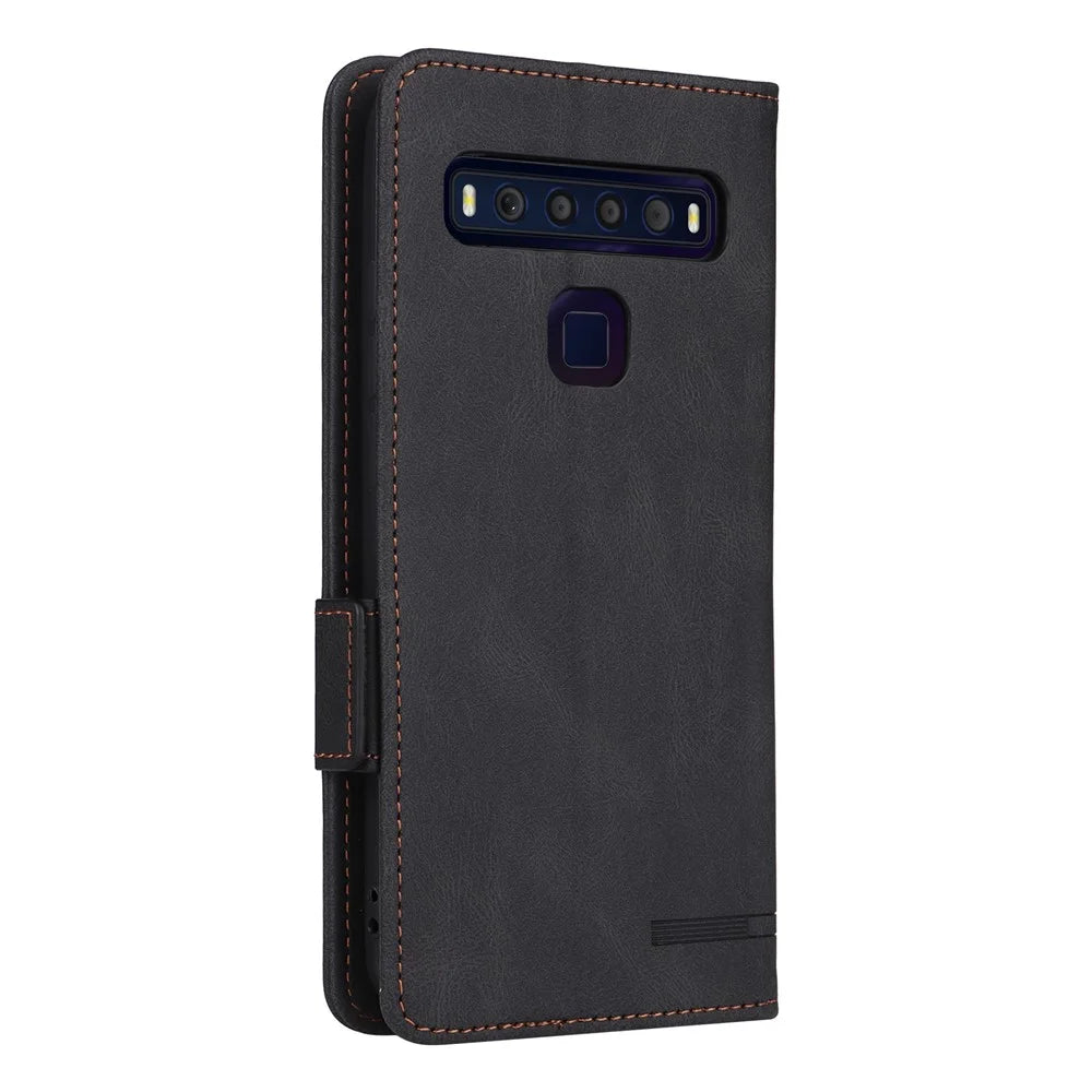 For TCL 10L/10 Lite Hardware Design Stand Magnetic Closing Leather Cell Phone Case Protector with Wallet - Black - 3