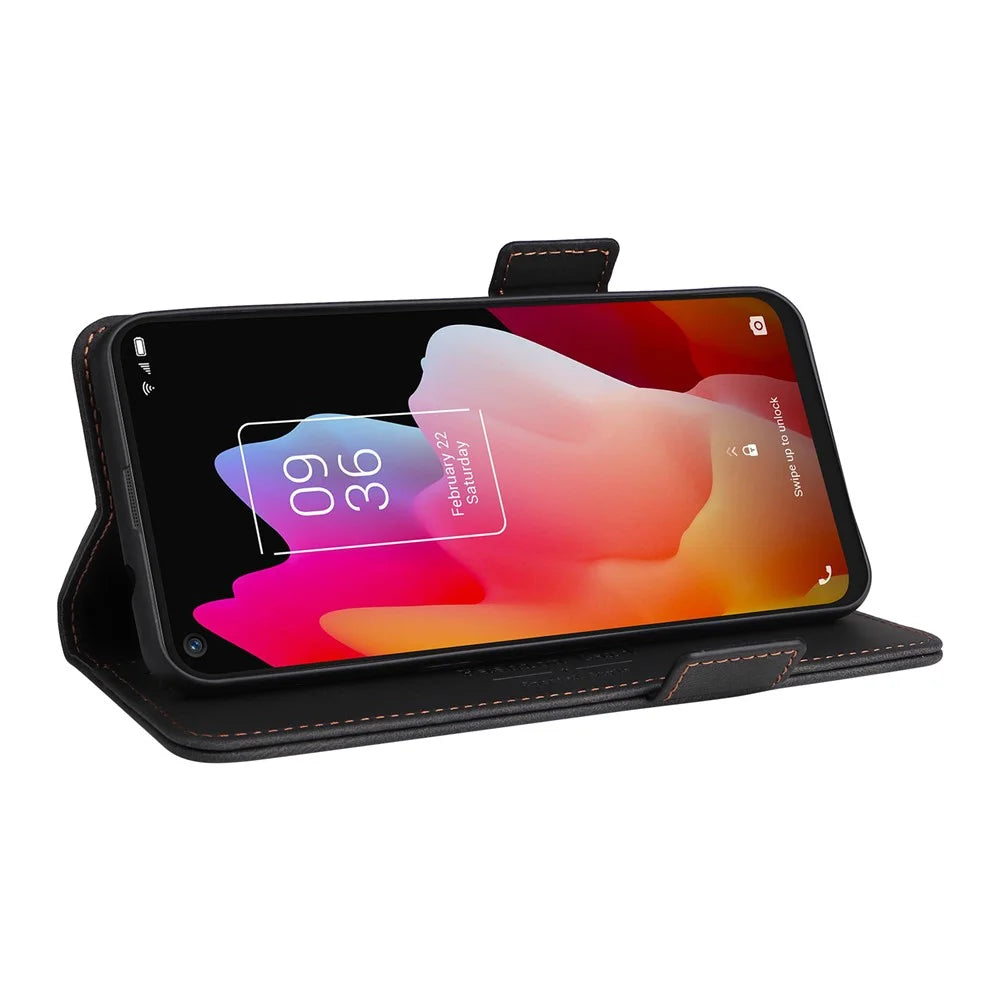 For TCL 10L/10 Lite Hardware Design Stand Magnetic Closing Leather Cell Phone Case Protector with Wallet - Black - 5