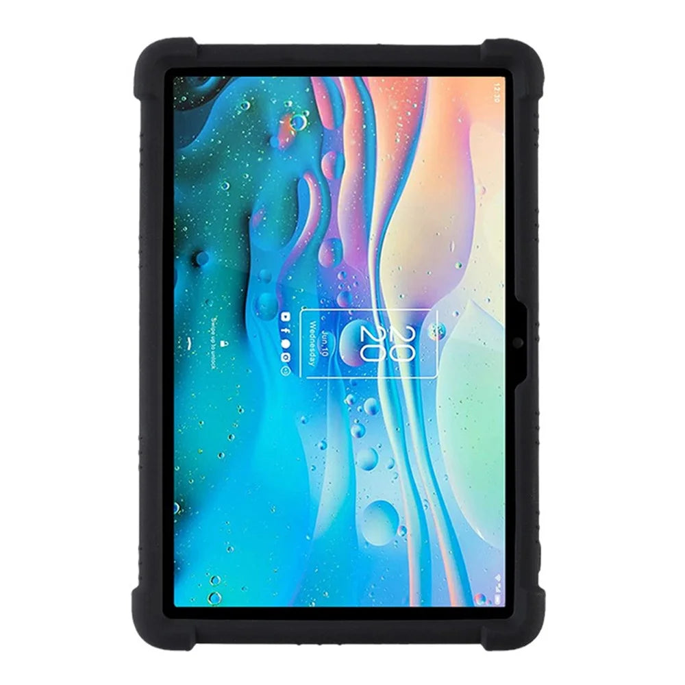 For TCL Tab 10s 9081X PC Kickstand Design Soft Silicone Tablet Cover Enhanced Four Corner Case - Black - 2