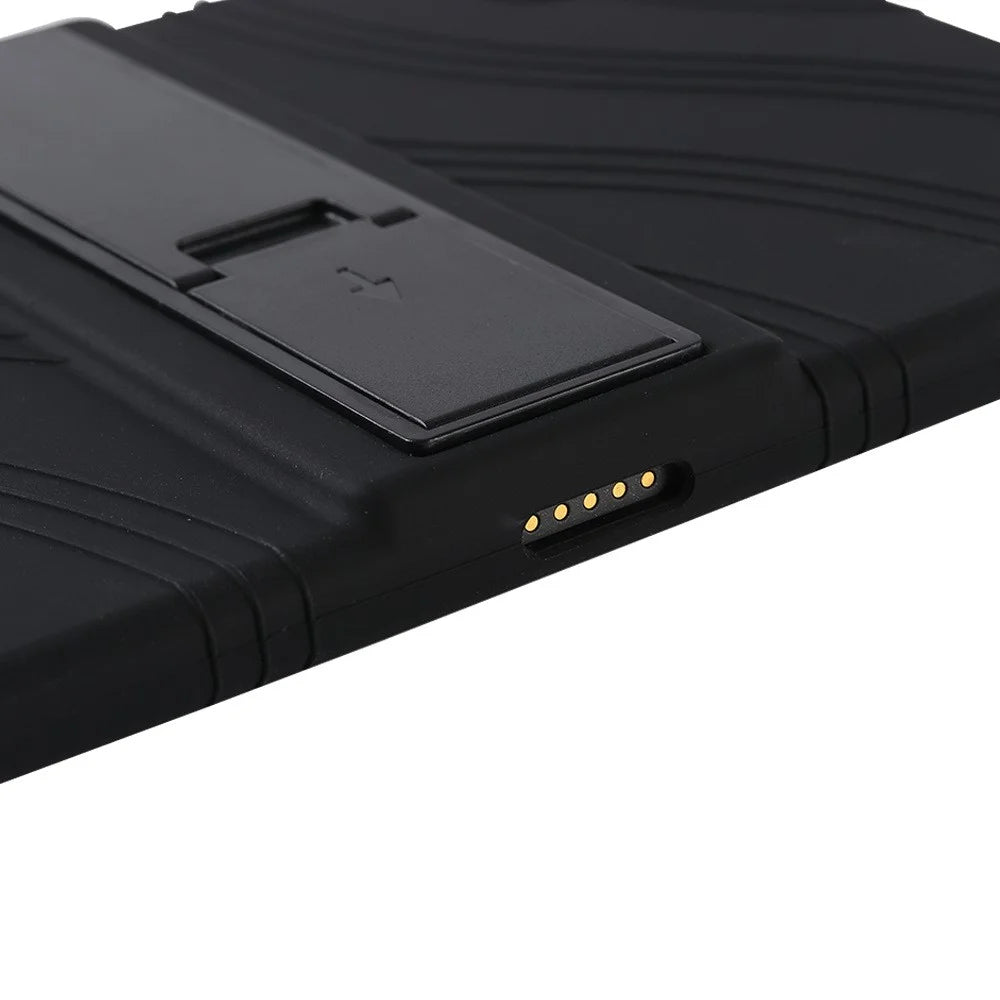 For TCL Tab 10s 9081X PC Kickstand Design Soft Silicone Tablet Cover Enhanced Four Corner Case - Black - 6