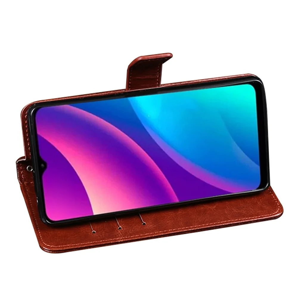 IDEWEI for TCL 30 SE/30E/305/306 PU Leather Case Crazy Horse Textured Wallet Stand Shockproof TPU Magnetic Protect Book Flip Folio Cover - Brown - 3