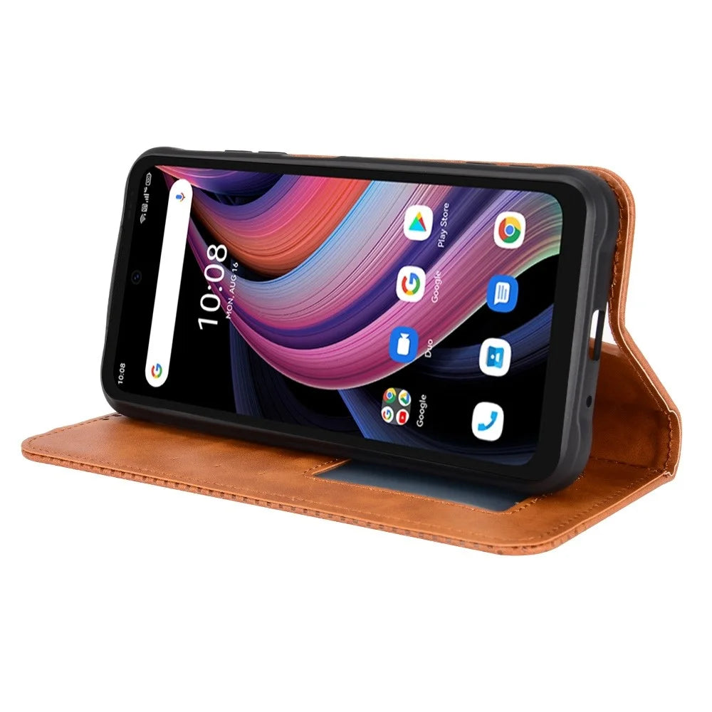 For Umidigi Bison GT2 5G/GT2 Pro 5G Auto-Absorbed Leather Phone Cover Shockproof Folio Flip Case Wallet Folding Stand Phone Accessory - Brown - 3