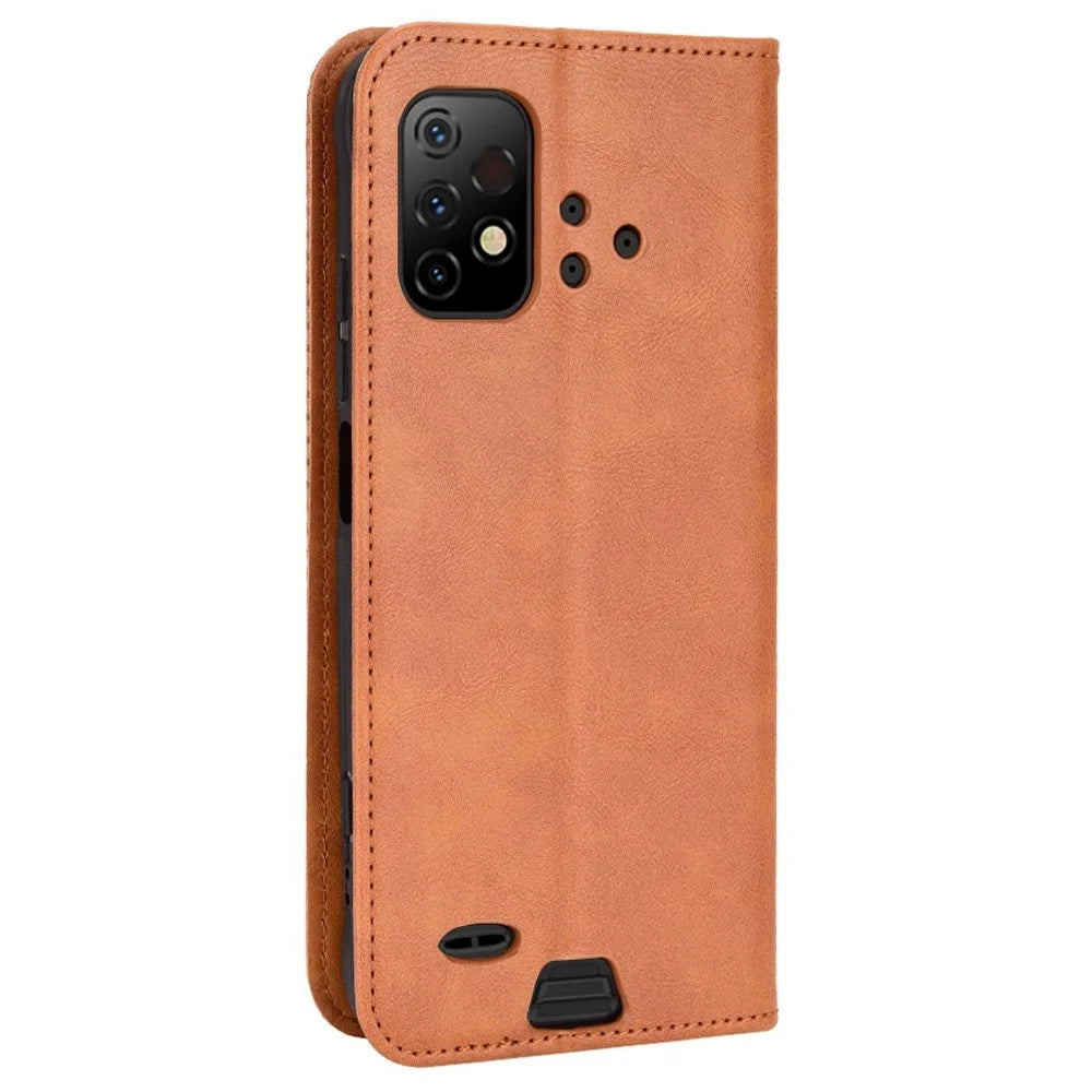 For Umidigi Bison GT2 5G/GT2 Pro 5G Auto-Absorbed Leather Phone Cover Shockproof Folio Flip Case Wallet Folding Stand Phone Accessory - Brown - 6