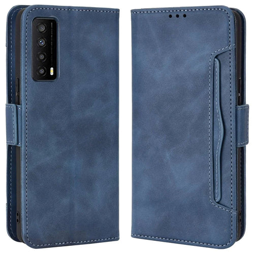 Multiple Card Slots Stand Phone Case for TCL Stylus 5G, Wallet Anti-scratch PU Leather Cover - Blue - 1
