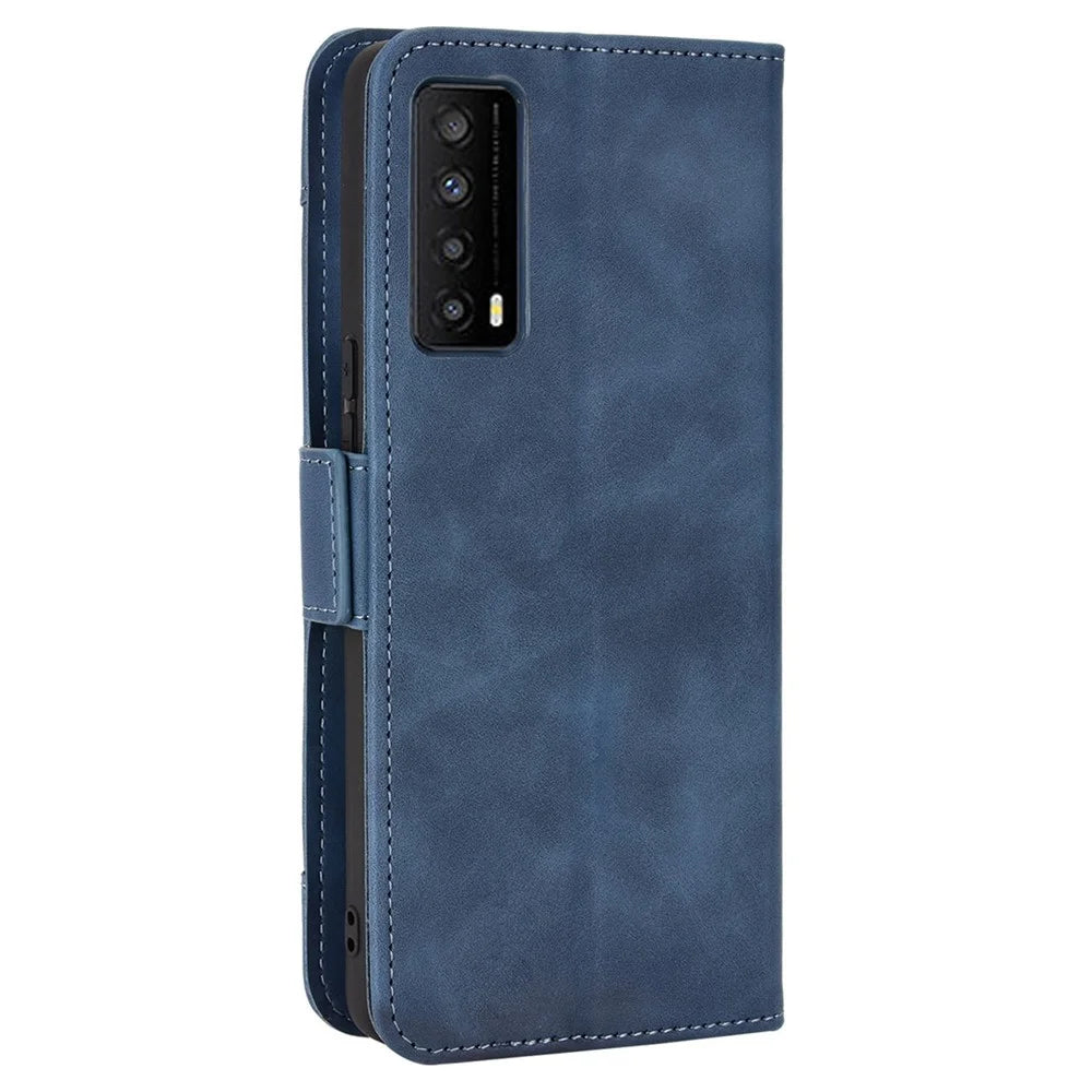 Multiple Card Slots Stand Phone Case for TCL Stylus 5G, Wallet Anti-scratch PU Leather Cover - Blue - 7