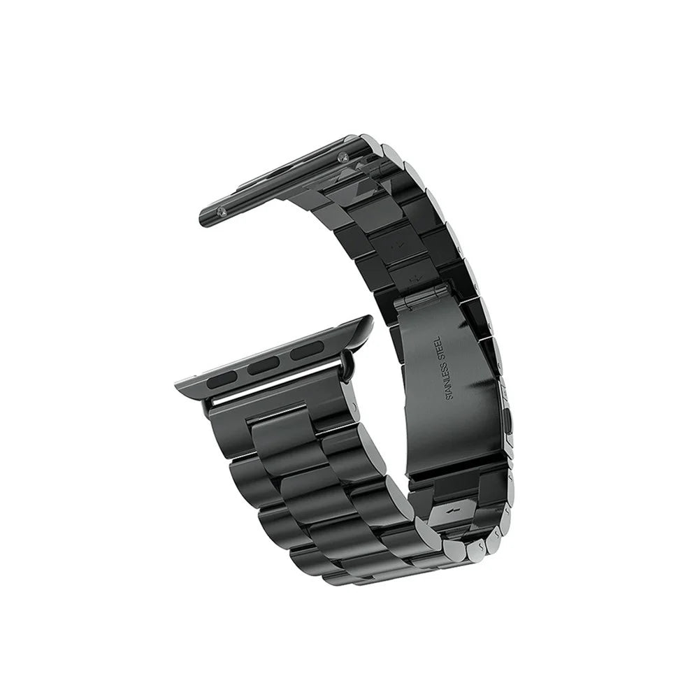 XINCUCO Three Bead Series Stainless Steel Watchband for Apple Watch Series 11 10 42mm / 9 8 7 41mm / SE3 SE2 SE 6 5 4 40mm / 3 2 1 38mm - Black - 1