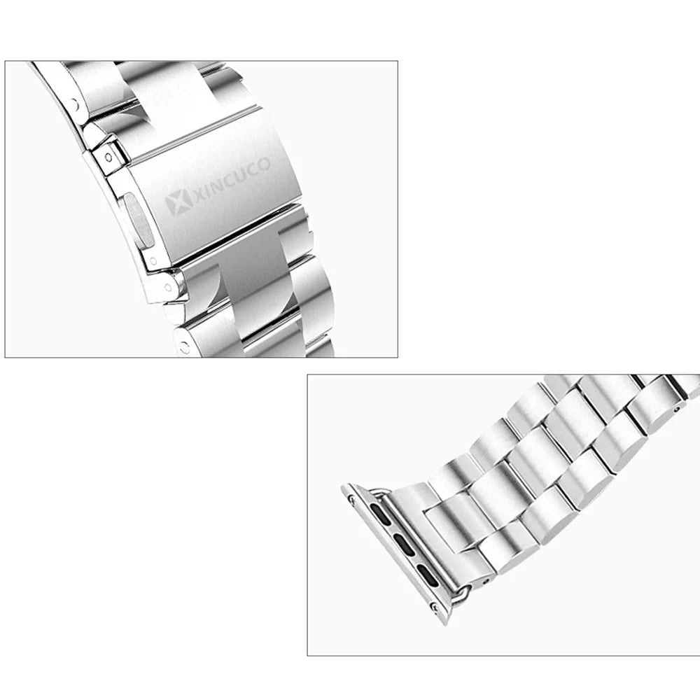 XINCUCO Stainless Steel Watch Band for Apple Watch Ultra 3 2 1 49mm / Series 11 10 46mm / 9 8 7 45mm / SE3 SE2 SE 6 5 4 44mm / 3 2 1 42mm with Axle Connectors - 5