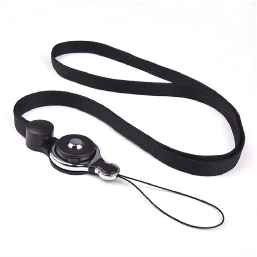 Multi-functional Flat Detachable Nylon Phone Strap Holder 2-in-1 Card Strap - Black - 1