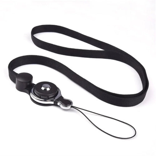 Multi-functional Flat Detachable Nylon Phone Strap Holder 2-in-1 Card Strap - Black - 1